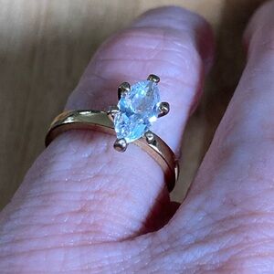 Vintage Nevada Silver Mine marquis CZ ring sz 5